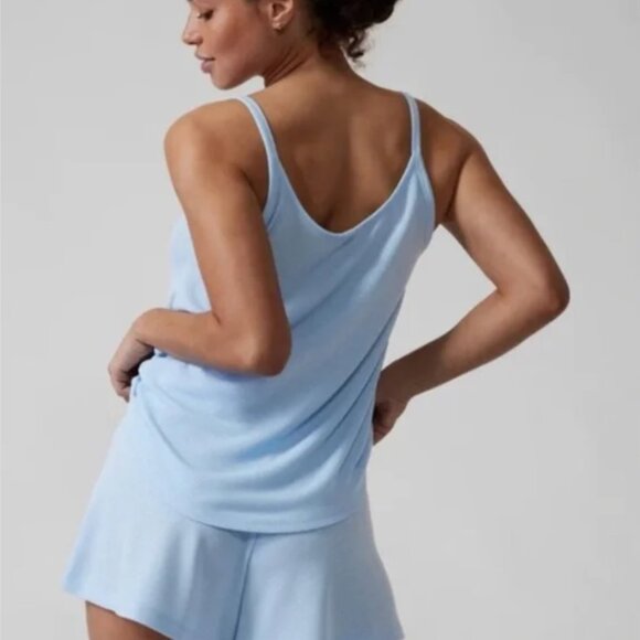 Medium - ATHLETA - Wind Down Sleep Cami Light Blue Waffle Knit NEW - Picture 2 of 2